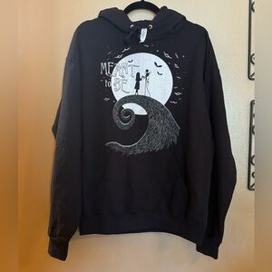 Disney Nightmare Before Christmas Jack and Sally Black Hoodie Size Large NWOT